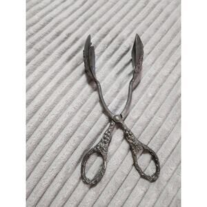 Pewter Salad Tongs Attached Tongs Grape leaves b45